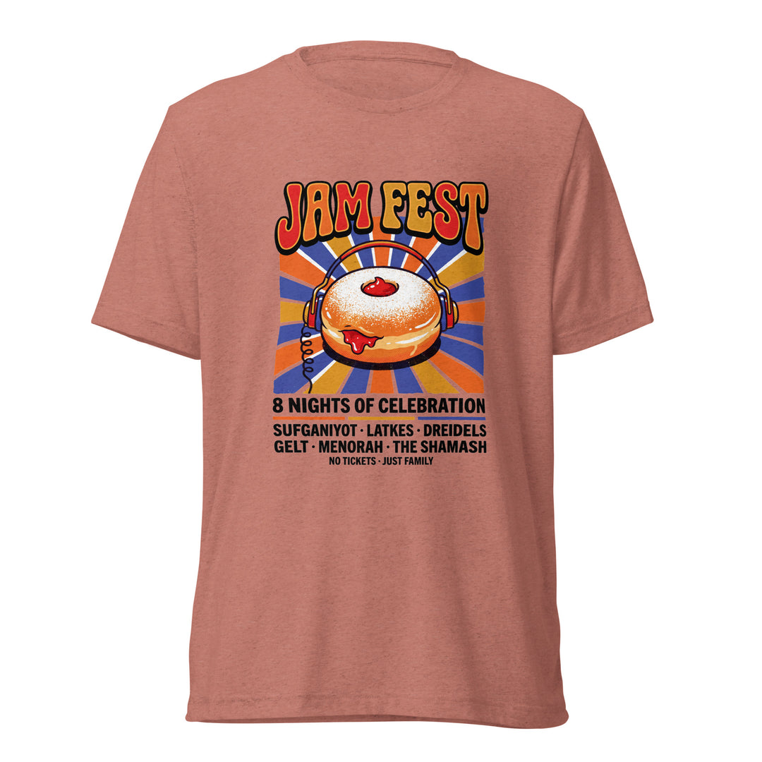 Jam Fest 8 Nights Jewish pride t-shirt in Mauve Triblend - back view