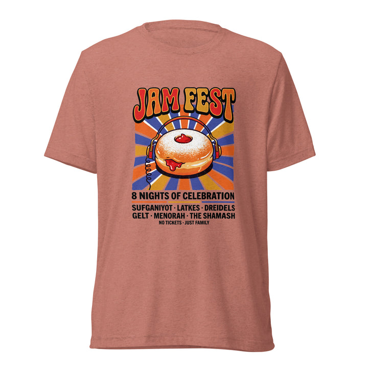 Jam Fest 8 Nights Jewish pride t-shirt in Mauve Triblend - back view