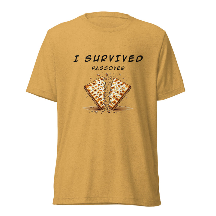 Passover Jewish pride t-shirt in Mustard Triblend - folded view