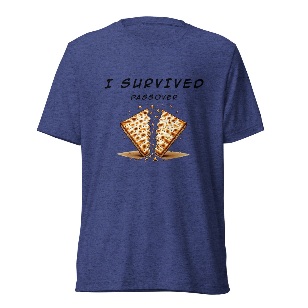 Passover Jewish pride t-shirt in Navy Triblend - detail view