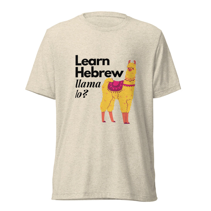 Learn Hebrew Llama Lo? Israel t-shirt in Oatmeal Triblend - flat lay