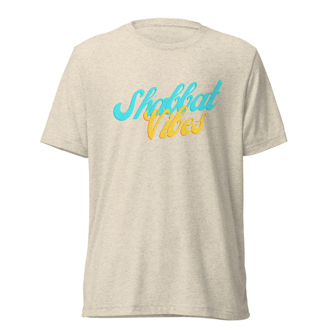 Shabbat Vibes Jewish pride t-shirt in Oatmeal Triblend - front view