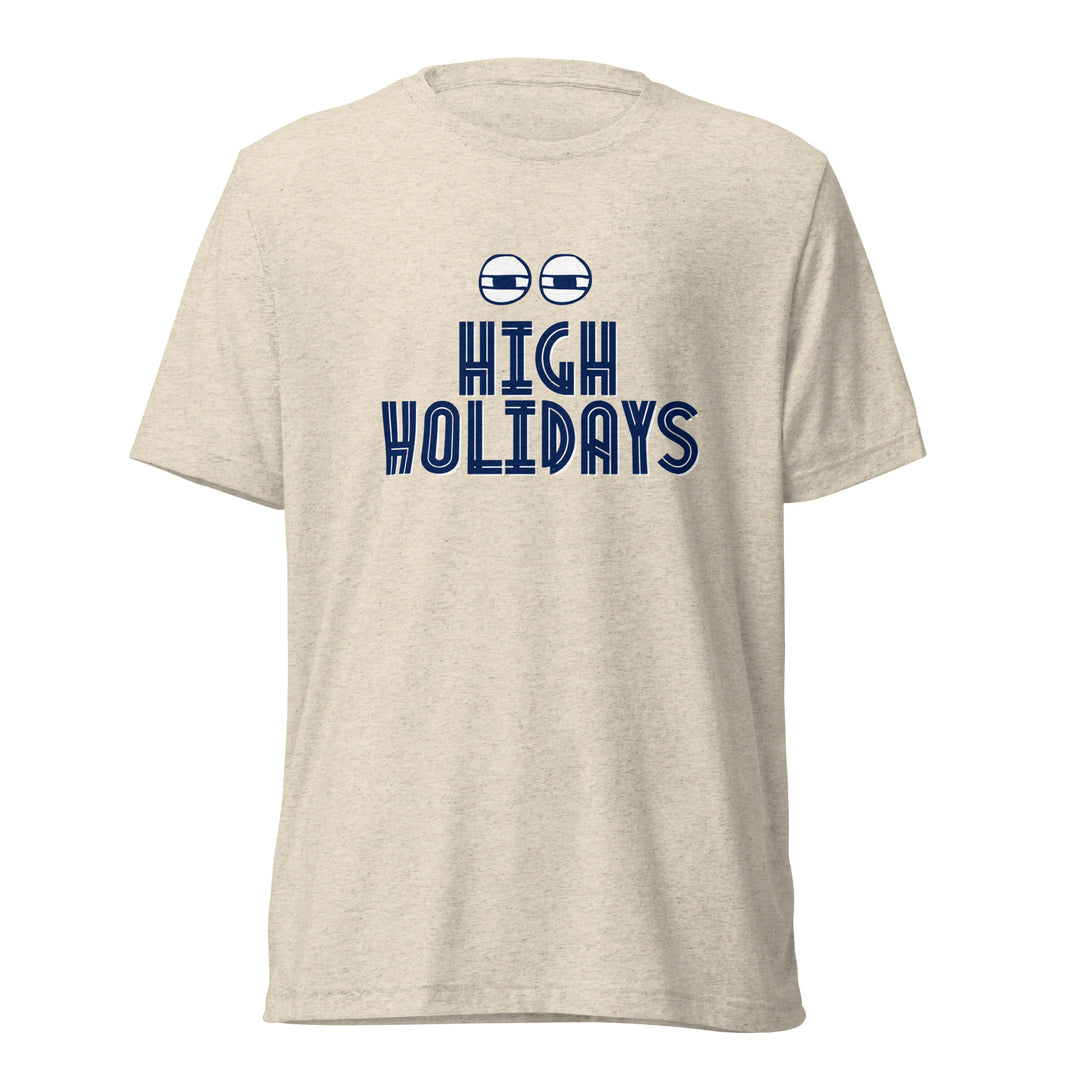 High Holidays Jewish pride t-shirt in Oatmeal Triblend - lifestyle shot