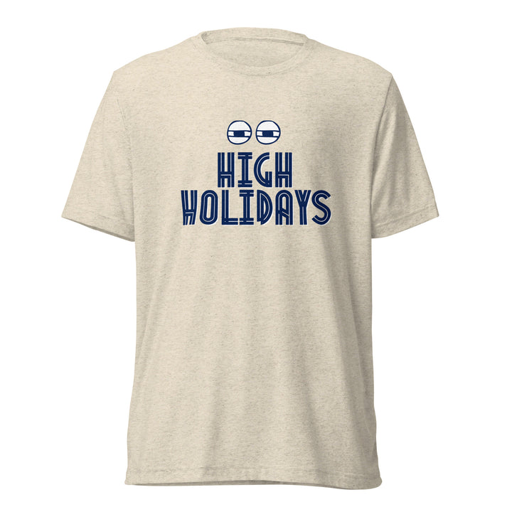 High Holidays Jewish pride t-shirt in Oatmeal Triblend - lifestyle shot