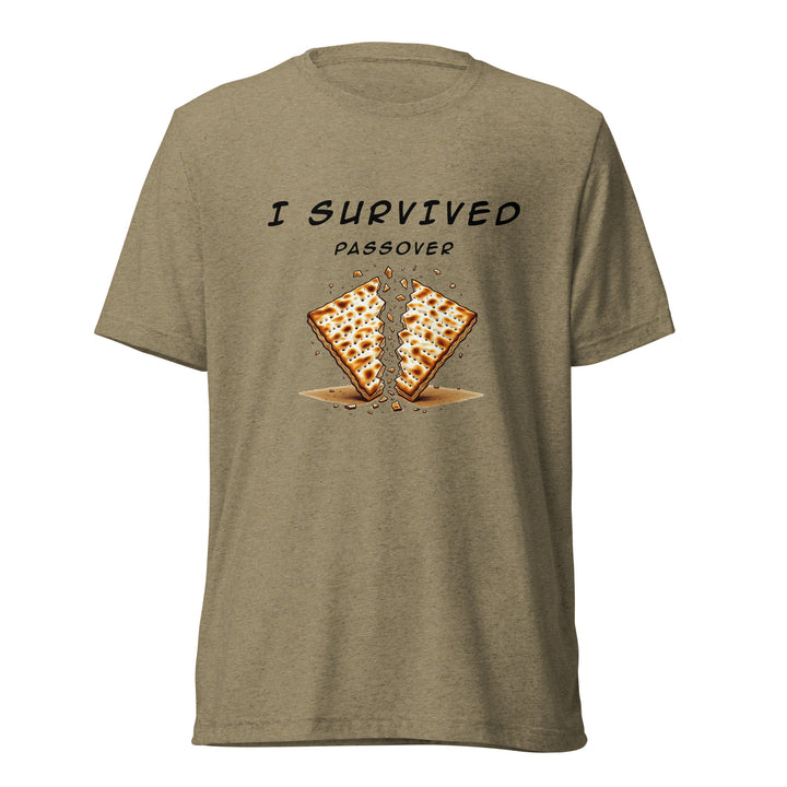 Passover Jewish pride t-shirt in Olive Triblend - back view
