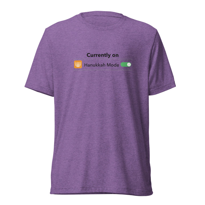 Hanukkah Mode Jewish pride t-shirt in Purple Triblend - front view