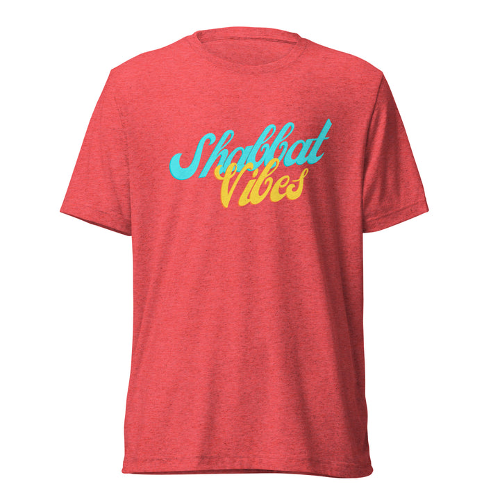 Shabbat Vibes Jewish pride t-shirt in Red Triblend - flat lay