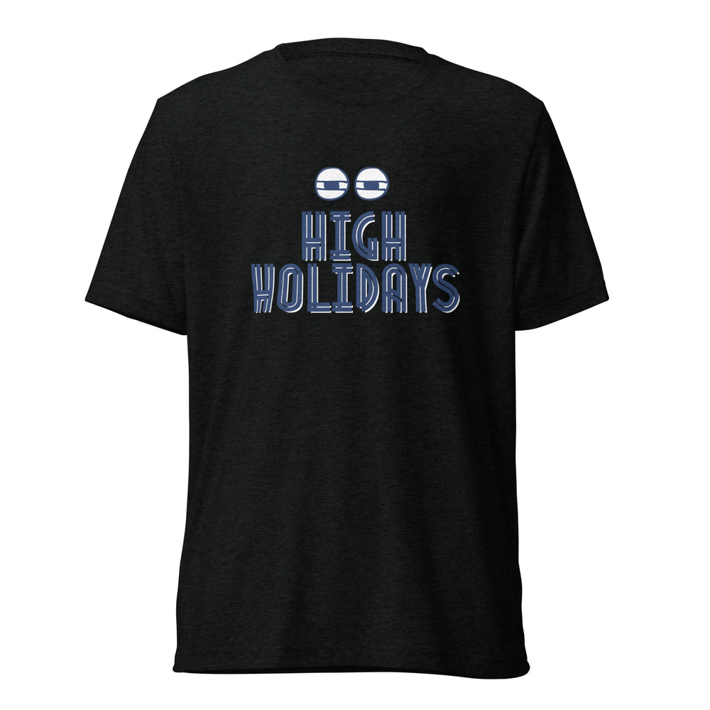 High Holidays Jewish pride t-shirt in Solid Black Triblend - back view