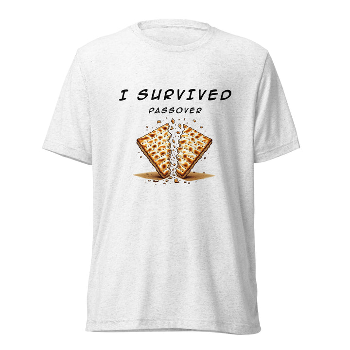 Passover Jewish pride t-shirt in Solid White Triblend - front view