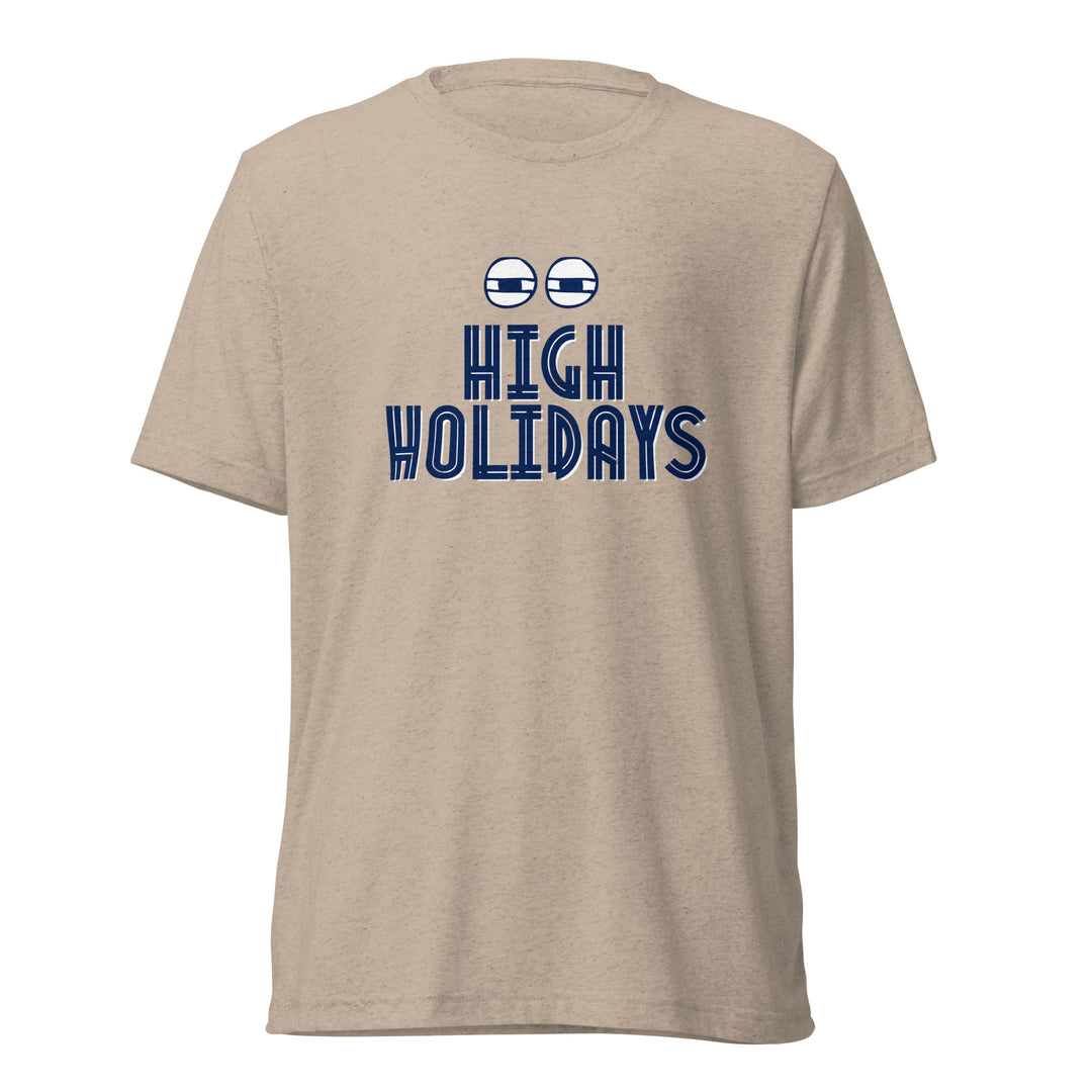 High Holidays Jewish pride t-shirt in Tan Triblend - flat lay