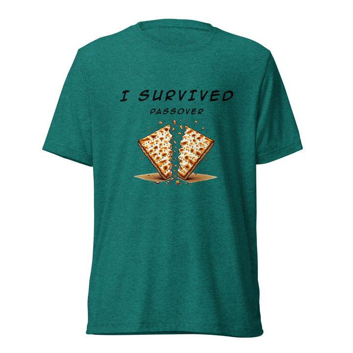 Passover Jewish pride t-shirt in Teal Triblend - flat lay