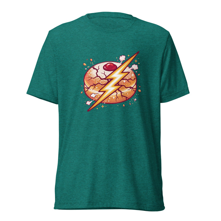 Sufganiyah Lightning Jewish pride t-shirt in Teal Triblend - front view