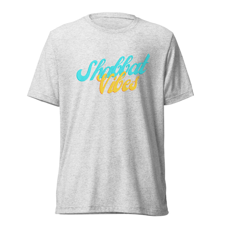 Shabbat Vibes Jewish pride t-shirt in White Fleck Triblend - back view