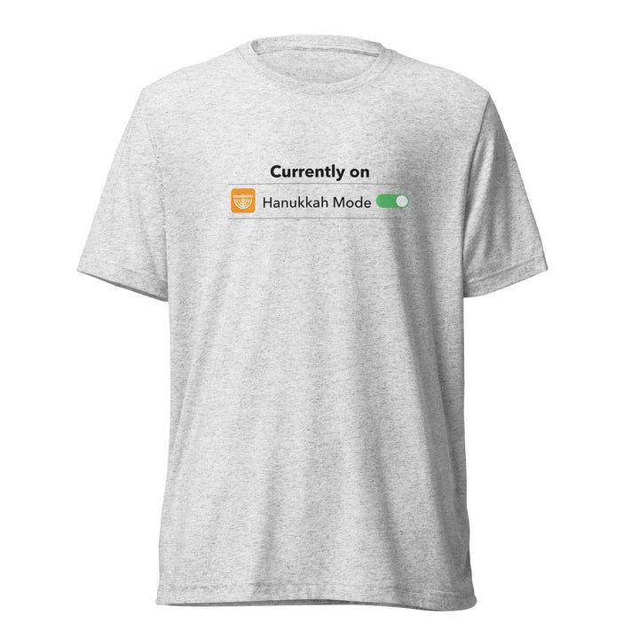 Hanukkah Mode Jewish pride t-shirt in White Fleck Triblend - flat lay
