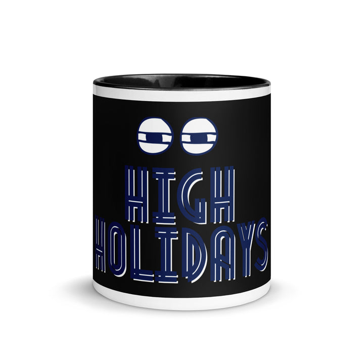 High Holidays Jewish pride mug with black inside, 11 oz - front view
