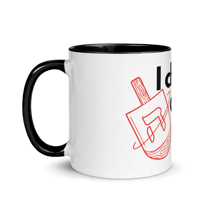 I Cheat At Dreidel Jewish pride mug with color inside - close-up