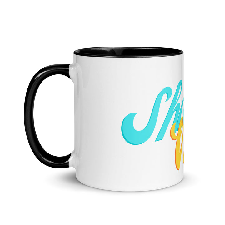 Shabbat Vibes Jewish pride mug with black inside, 11 oz - left side view