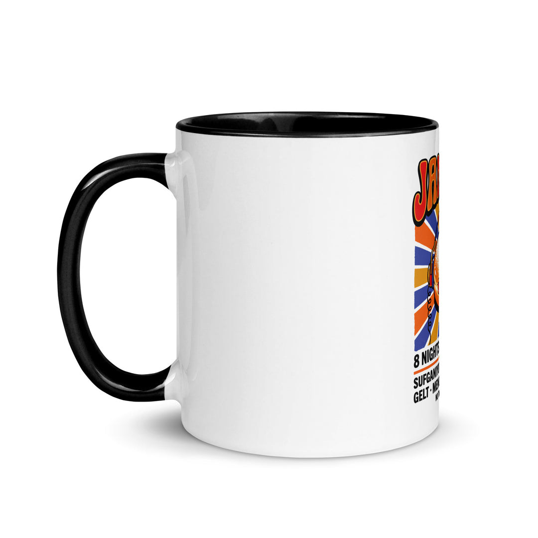 Jam Fest 8 Nights Jewish pride mug with black inside, 11 oz - left side view