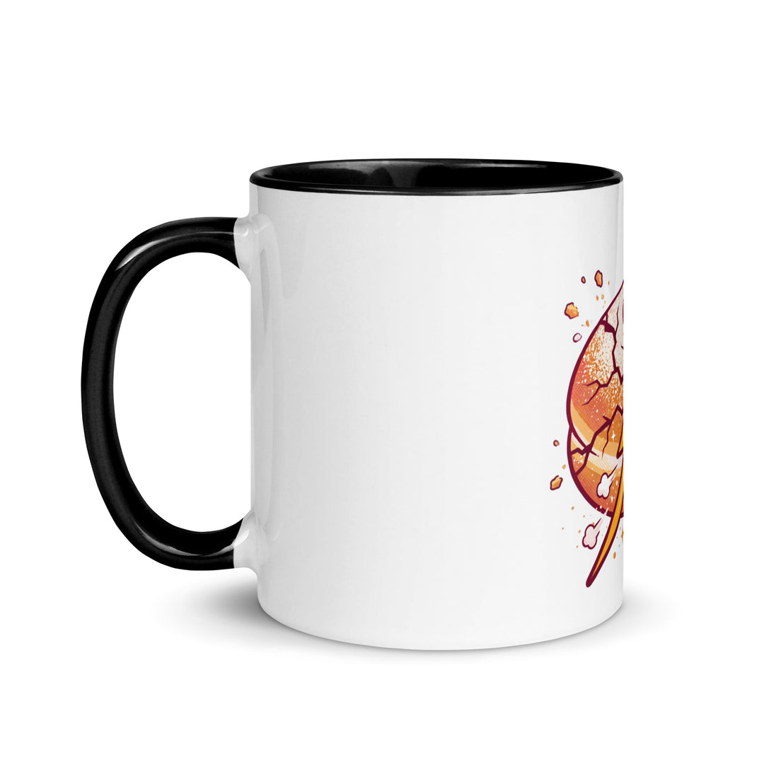 Sufganiyah Lightning Jewish pride mug with black inside, 11 oz - left side view