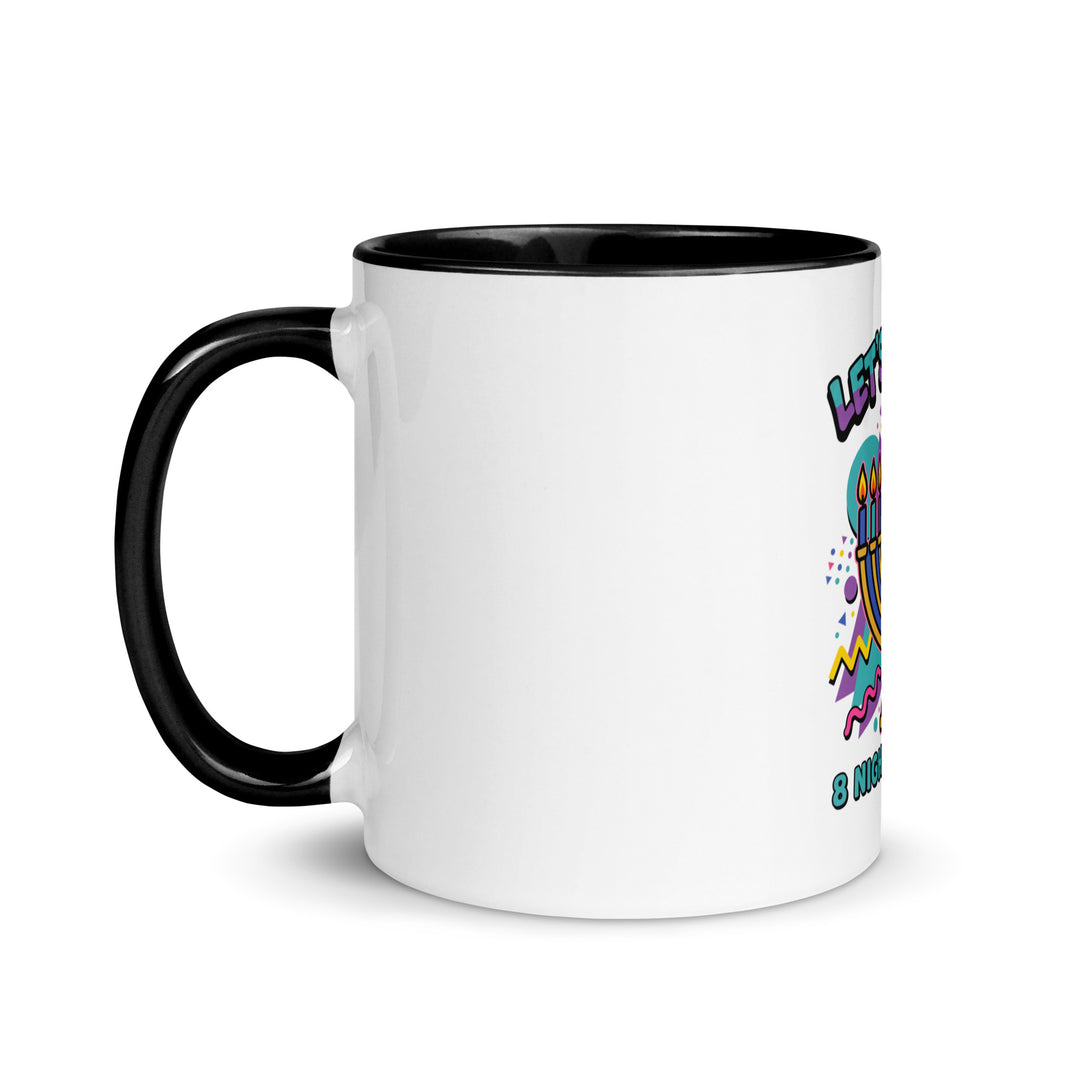 Lets Get Lit 90s Jewish pride mug with black inside, 11 oz - left side view