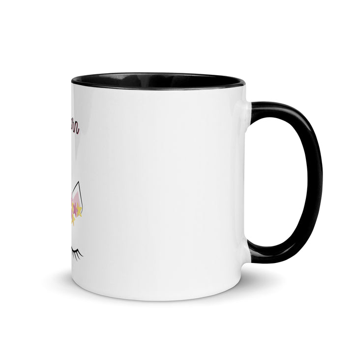 Jewnicorn Jewish pride mug with color inside in Black - back view