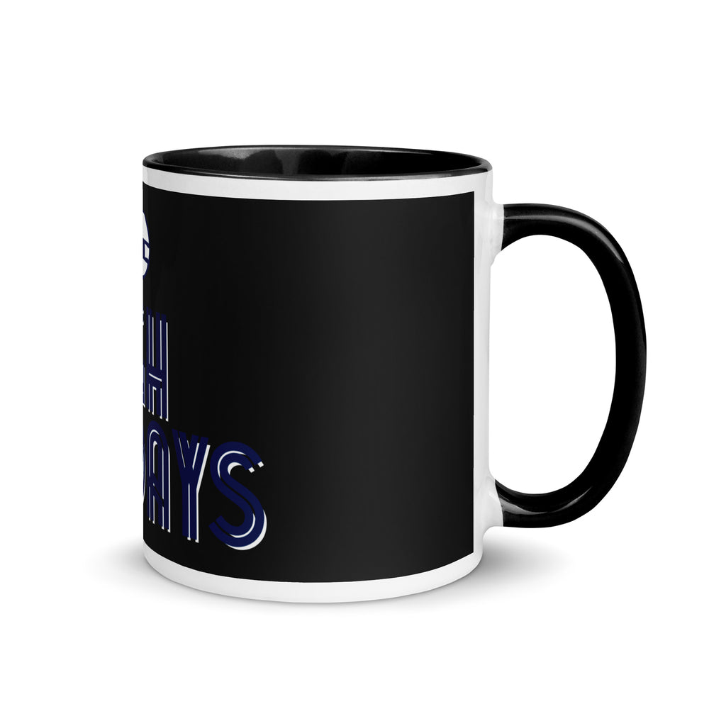High Holidays Jewish pride mug with black inside, 11 oz - right side view