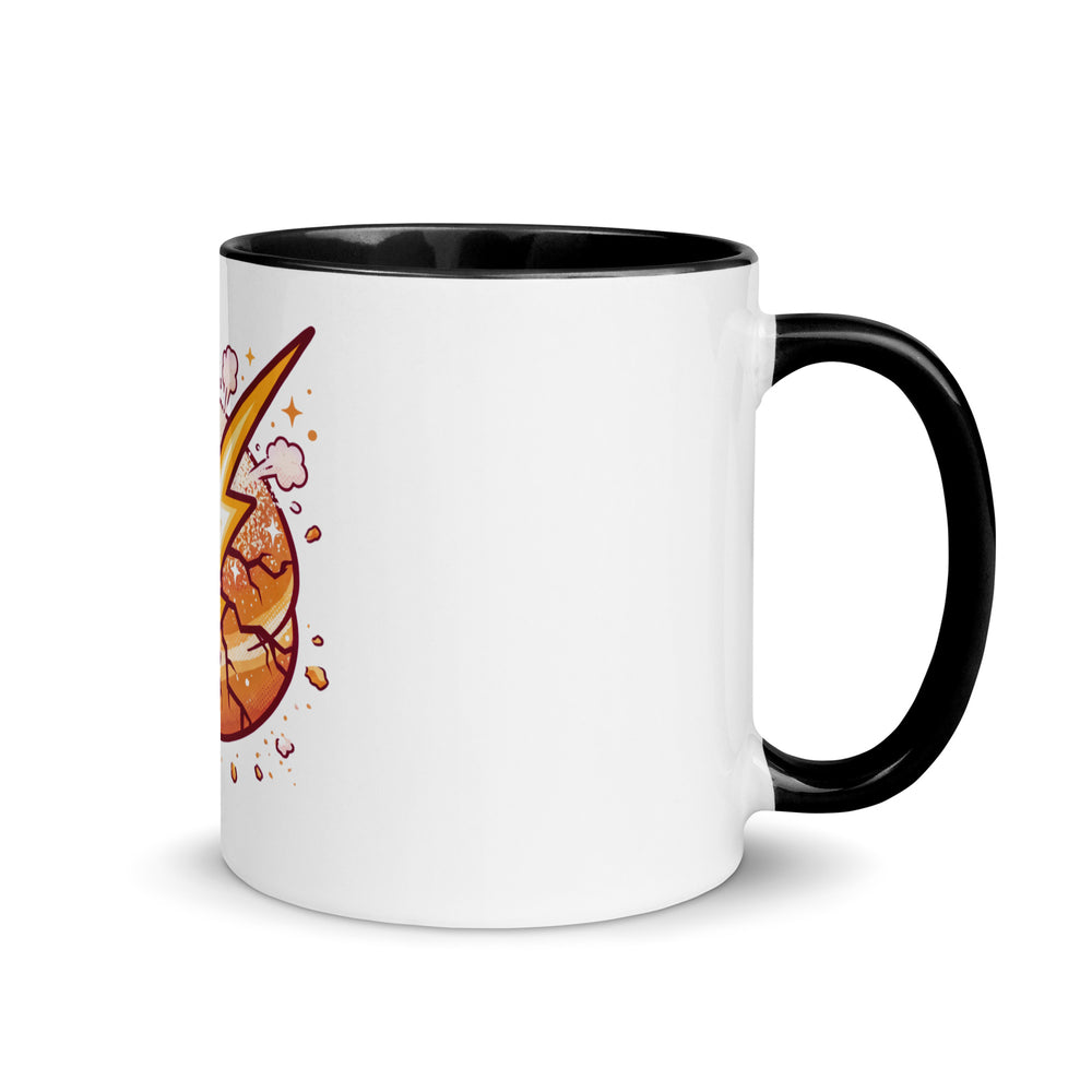 Sufganiyah Lightning Jewish pride mug with black inside, 11 oz - right side view