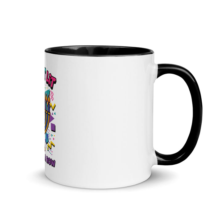 Lets Get Lit 90s Jewish pride mug with black inside, 11 oz - right side view