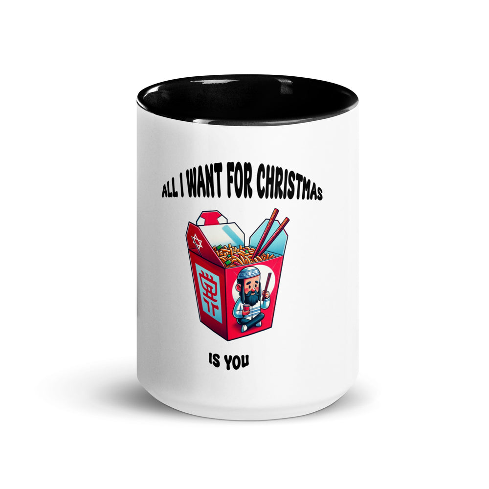 Christmas Jewish pride mug with color inside - lifestyle shot