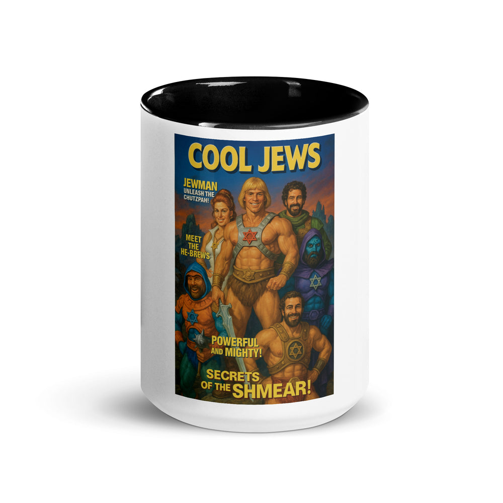 Cool Jews | He-Brews Edition Jewish pride mug with color inside - lifestyle shot