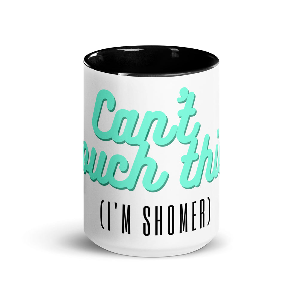 Can't Touch This Jewish pride mug with color inside - lifestyle shot