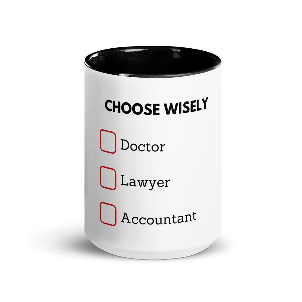 Choose Wisely Jewish pride mug with color inside - lifestyle shot