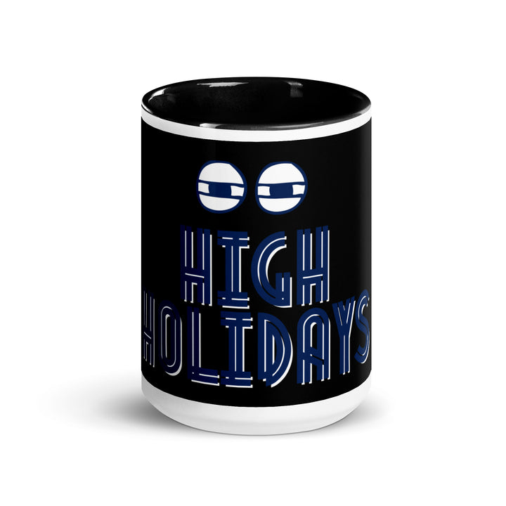 High Holidays Jewish pride mug with black inside, 15 oz - front view