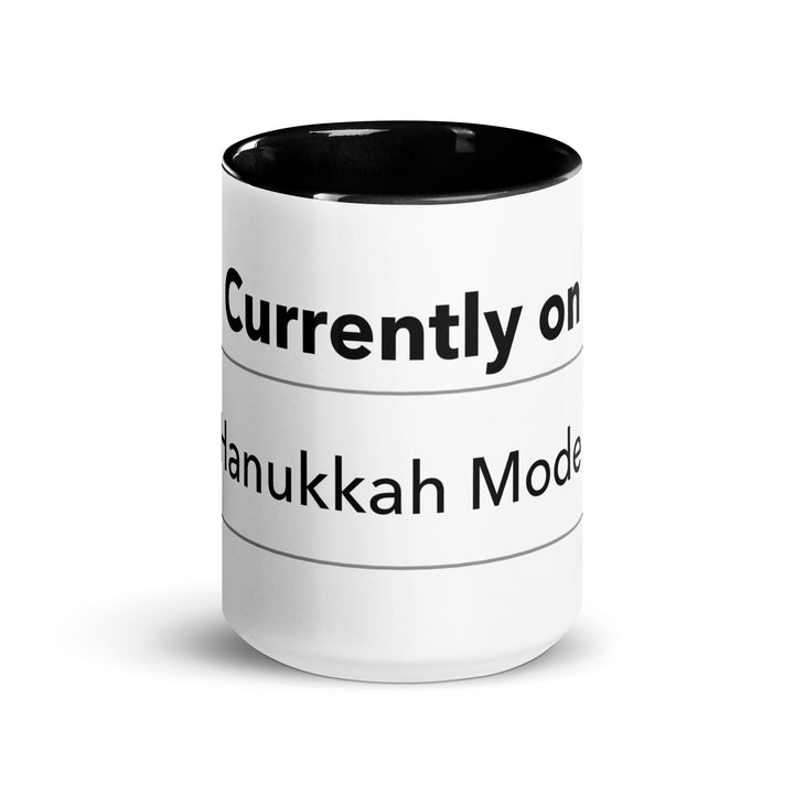 Hanukkah Mode Jewish pride mug with black inside, 15 oz - front view