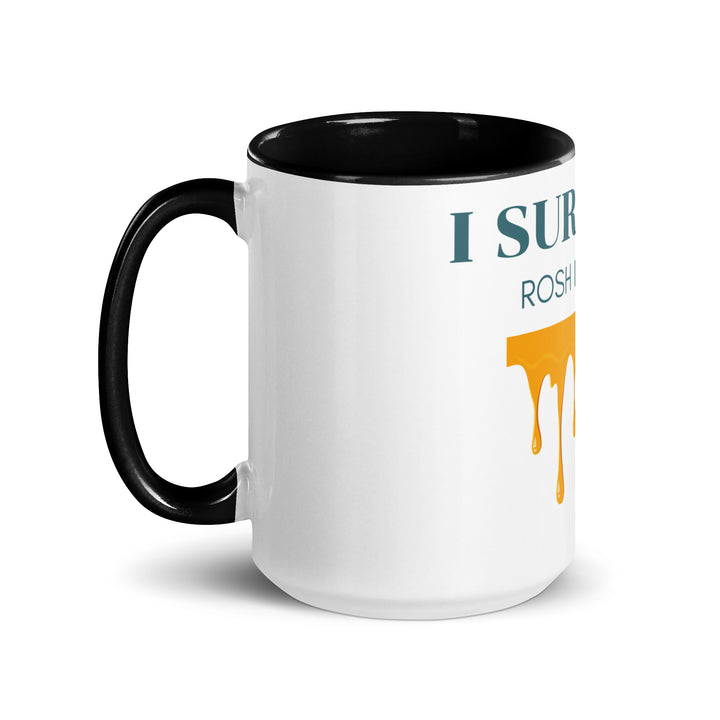 I Survived Rosh HaShana Jewish pride mug with color inside - side view
