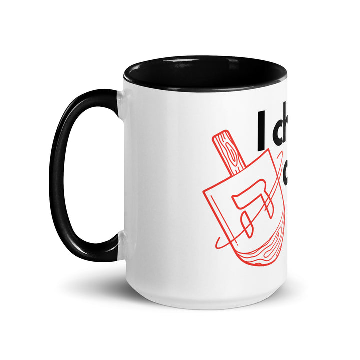 I Cheat At Dreidel Jewish pride mug with color inside - side view