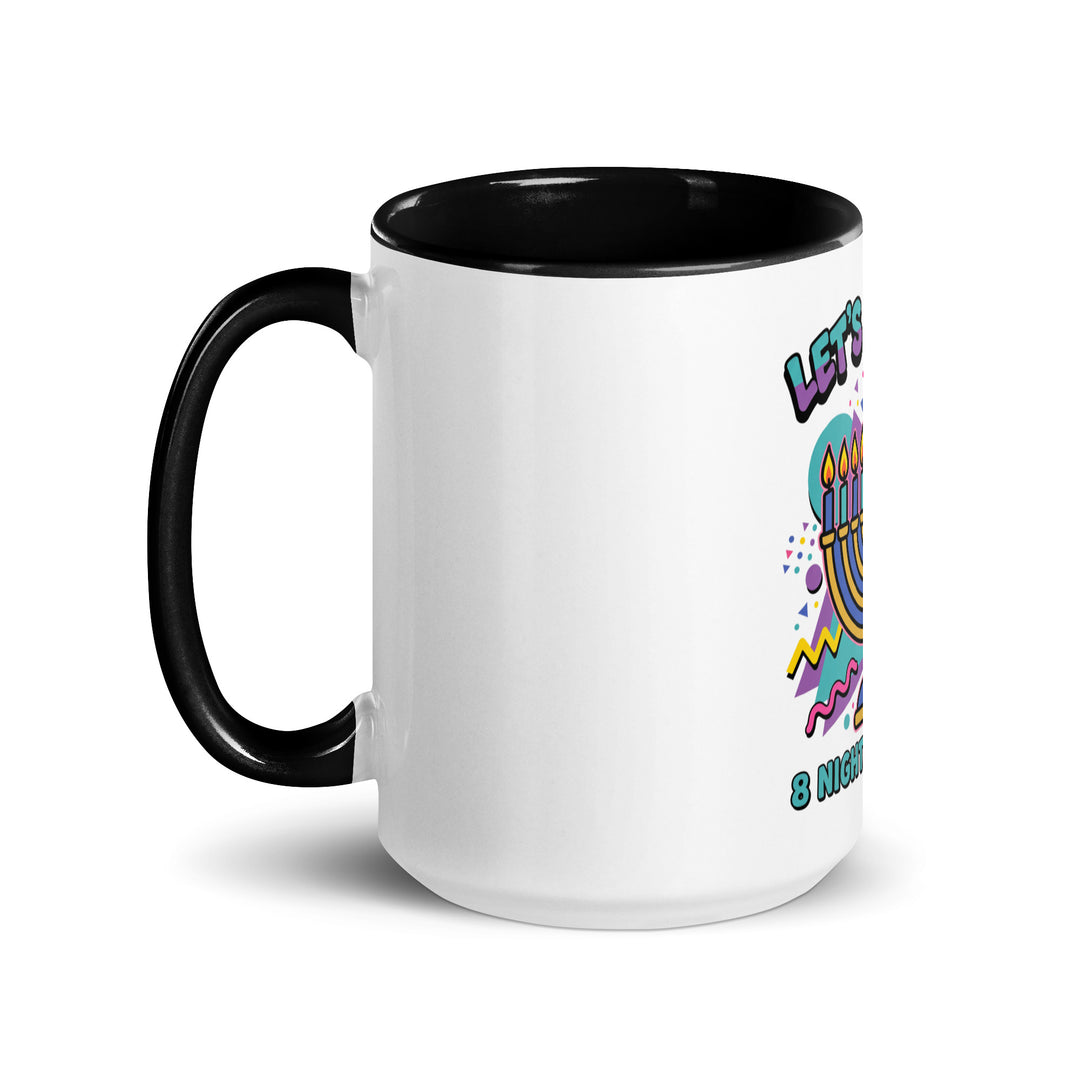 Lets Get Lit 90s Jewish pride mug with black inside, 15 oz - left side view