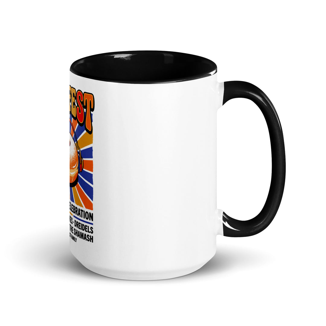 Jam Fest 8 Nights Jewish pride mug with black inside, 15 oz - right side view