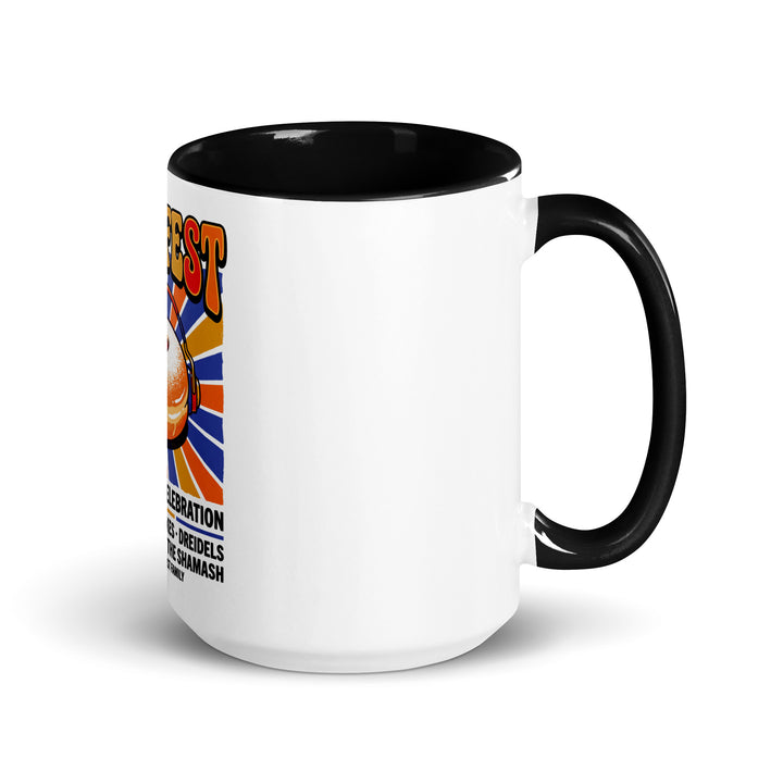 Jam Fest 8 Nights Jewish pride mug with black inside, 15 oz - right side view