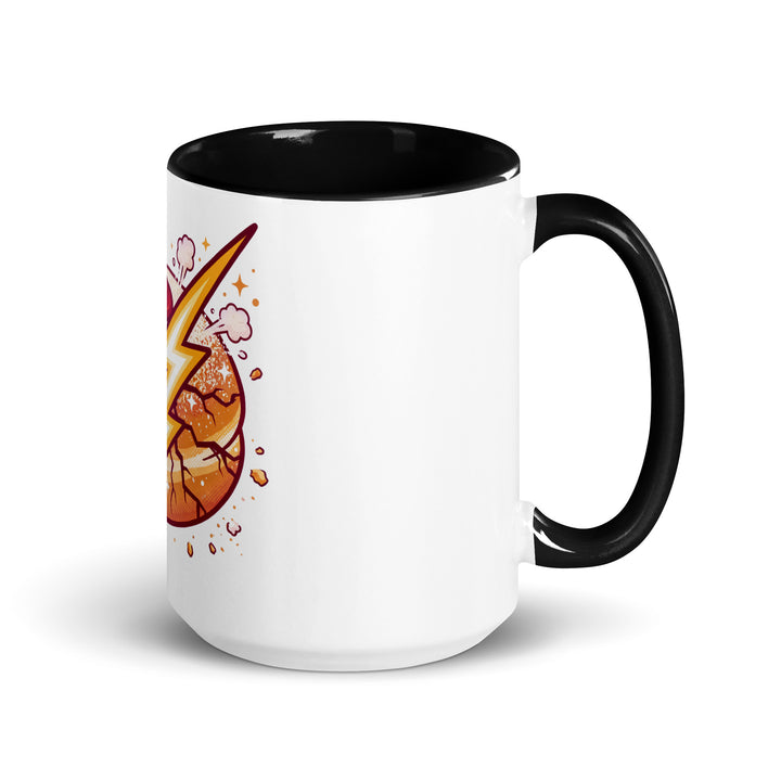 Sufganiyah Lightning Jewish pride mug with black inside, 15 oz - right side view