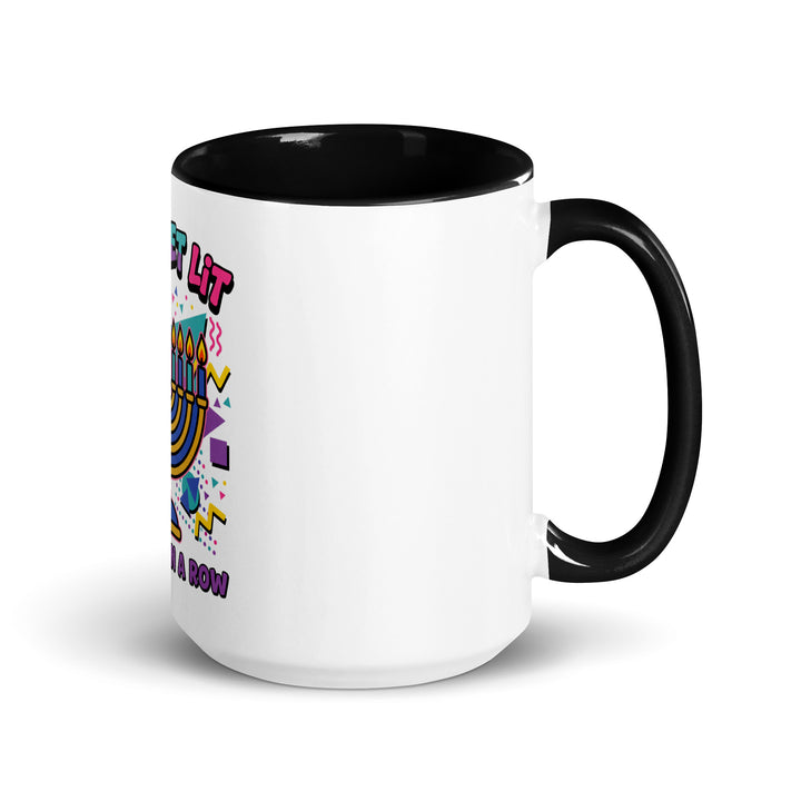 Lets Get Lit 90s Jewish pride mug with black inside, 15 oz - right side view