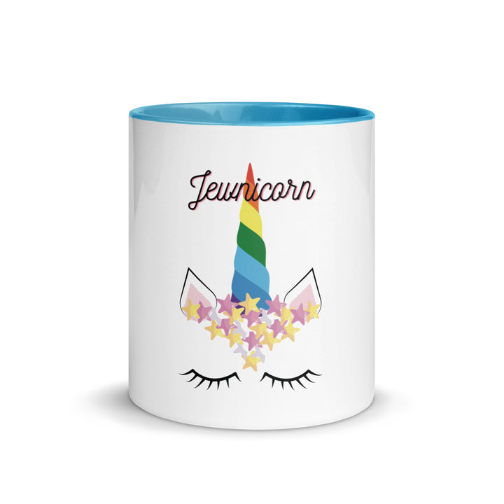 Jewnicorn Jewish pride mug with color inside - back view
