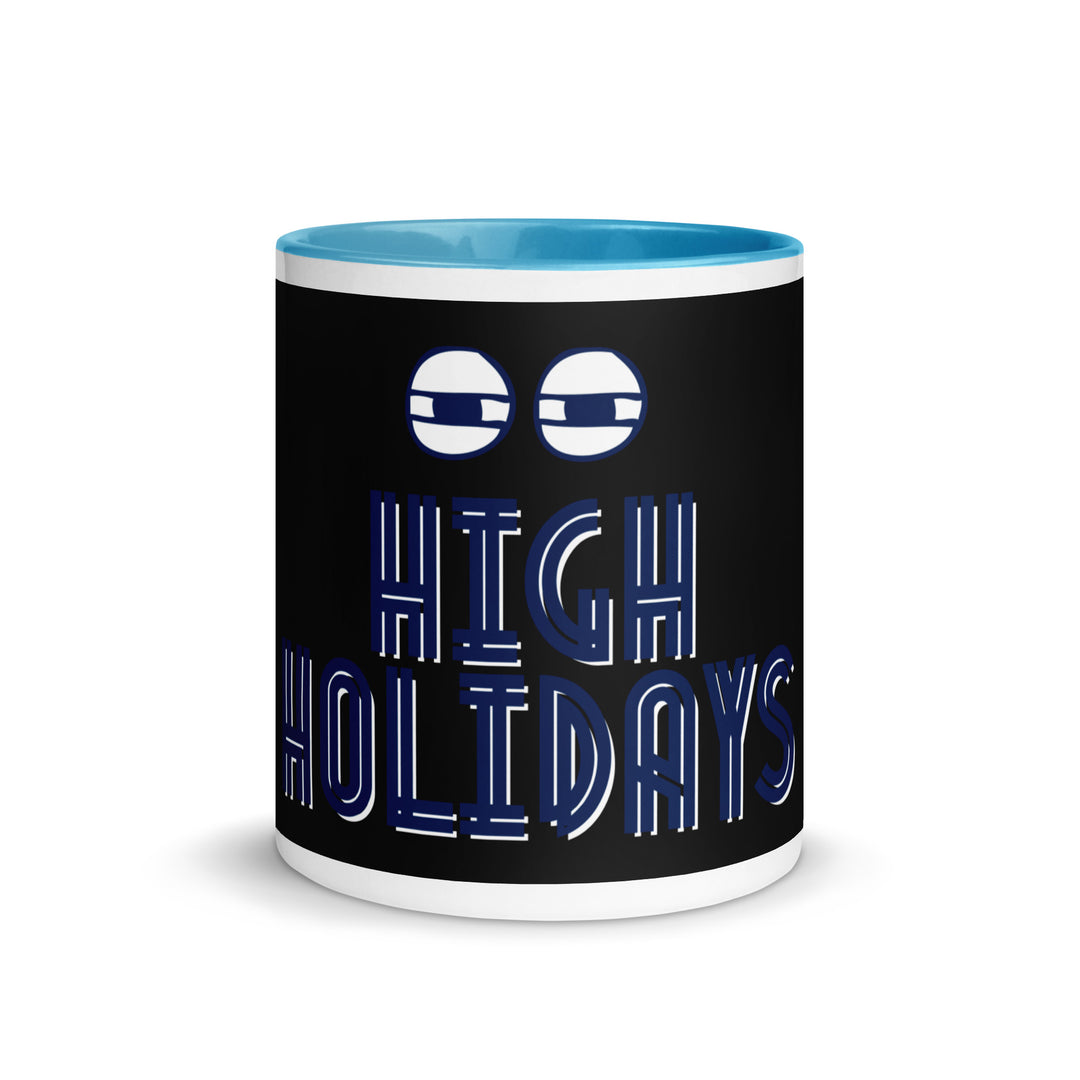 High Holidays Jewish pride mug with blue inside, 11 oz - front view