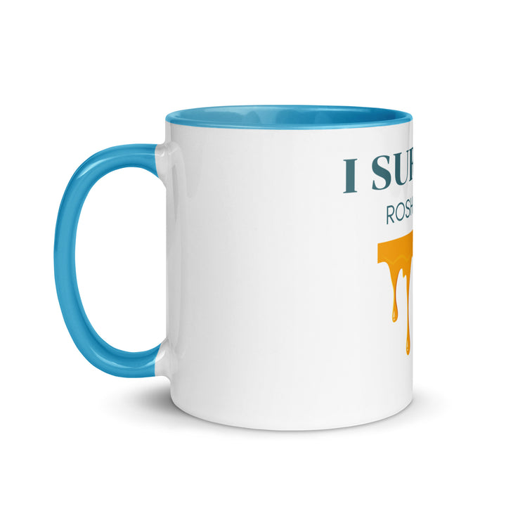 I Survived Rosh HaShana Jewish pride mug with color inside - lifestyle shot
