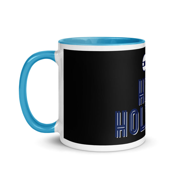 High Holidays Jewish pride mug with blue inside, 11 oz - left side view