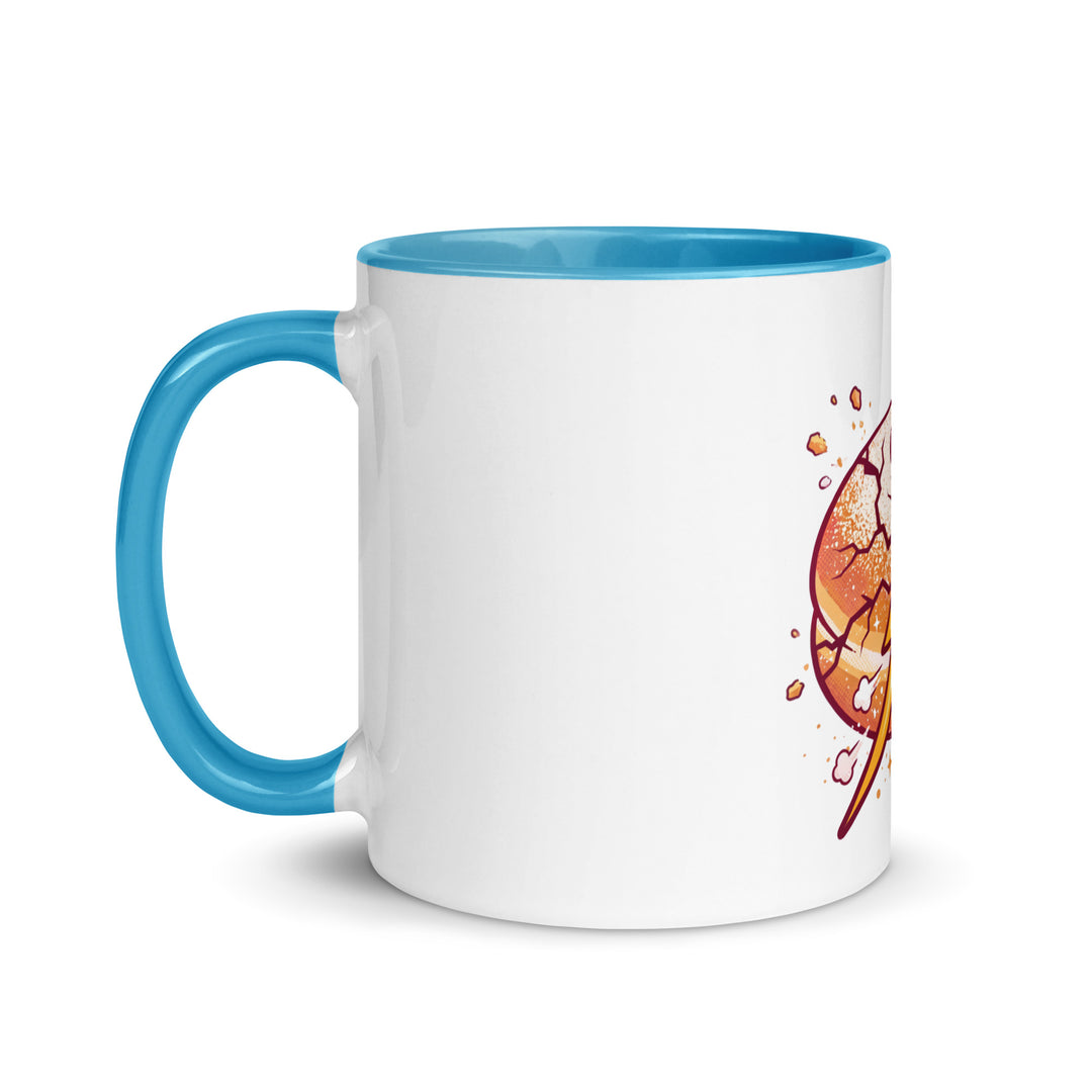 Sufganiyah Lightning Jewish pride mug with blue inside, 11 oz - left side view