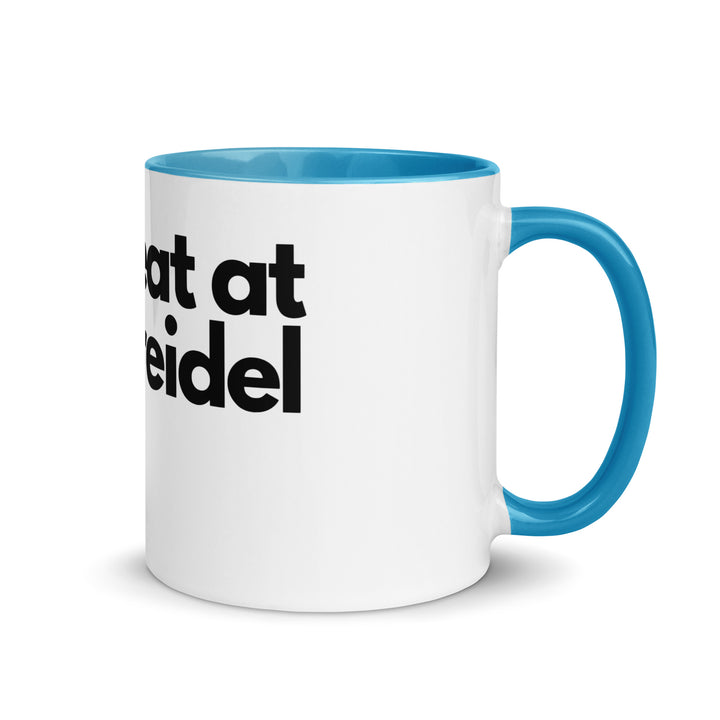 I Cheat At Dreidel Jewish pride mug with color inside in Blue - close-up