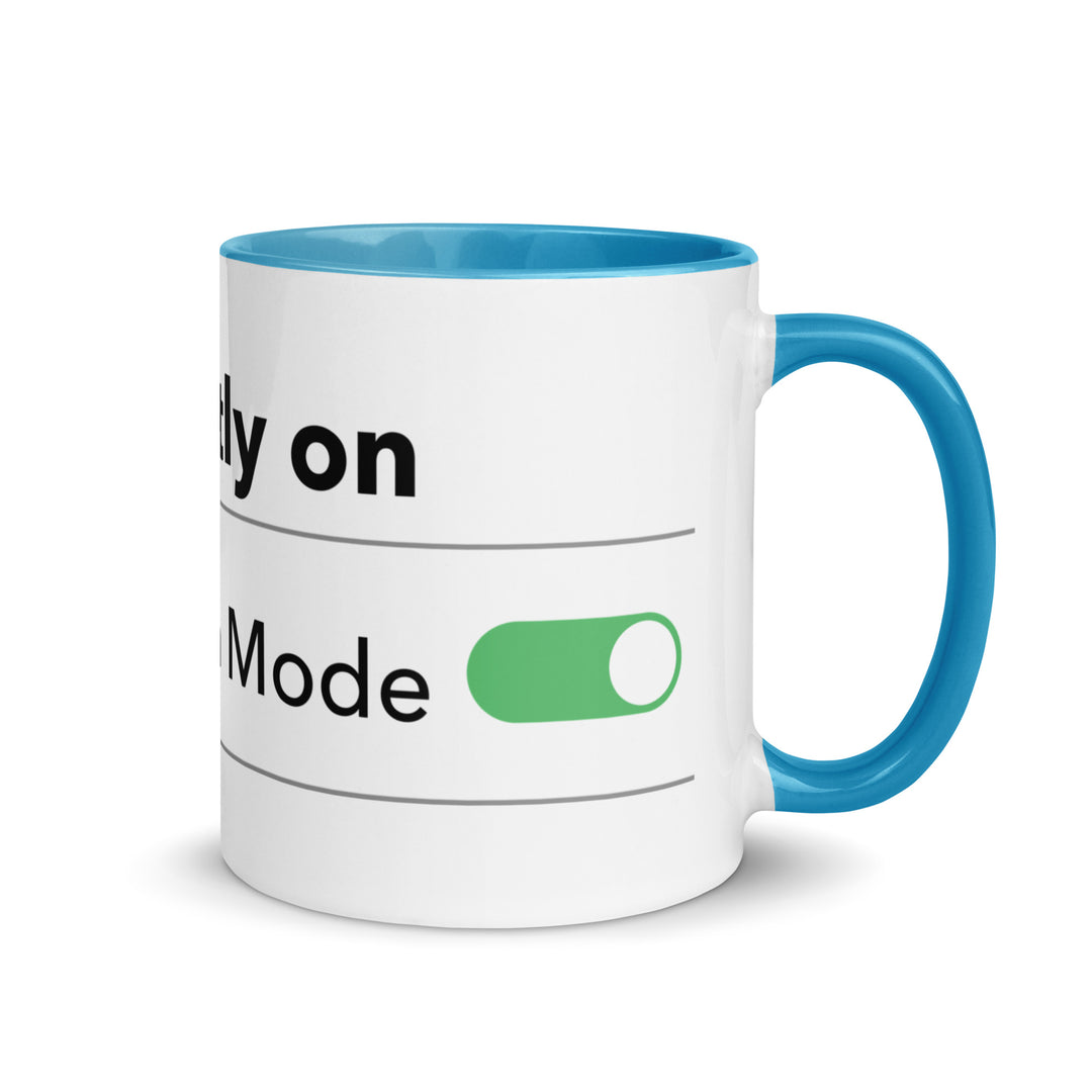 Hanukkah Mode Jewish pride mug with blue inside, 11 oz - right side view