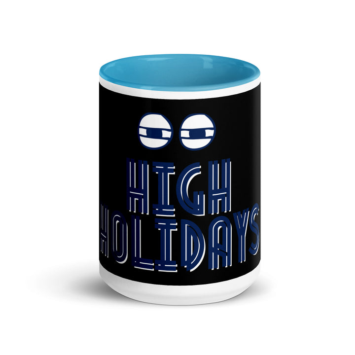 High Holidays Jewish pride mug with blue inside, 15 oz - front view