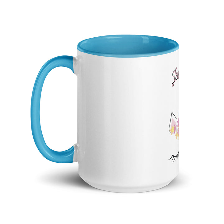 Jewnicorn Jewish pride mug with color inside - lifestyle shot